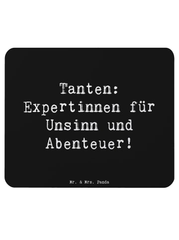 Mr. & Mrs. Panda Mauspad Tante Abenteuer mit Spruch in Schwarz