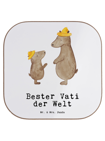 Mr. & Mrs. Panda Untersetzer Bär Bester Vati der Welt mit Spruch in Weiß