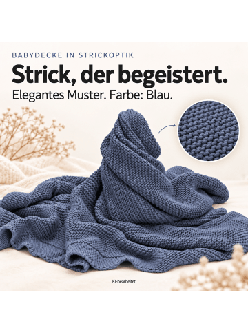 fillikid Babydecke Strick 80x100 cm Exklusiv in Blau