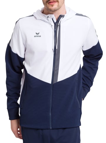 erima Squad Trainingsjacke mit Kapuze in weiss/new navy/slate grey