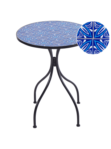 Beliani Gartentisch CIGLIANO in Schwarz/Blau - (W) 60 x (H) 75 x (L) 60 cm