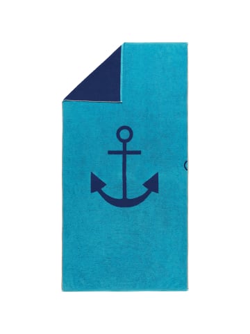 Erwin Müller Jacquard Strandtuch in marine-türkis