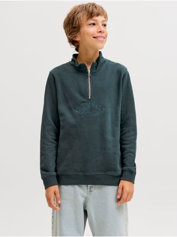 JACK & JONES Junior Sweatshirt mit halbem Reißverschluss in Forest River