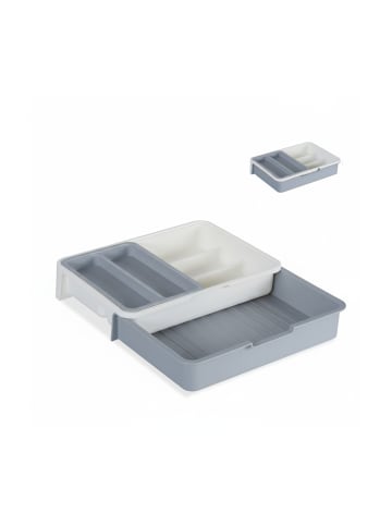 relaxdays Besteckkasten in Grau - (B)23,5 x (H)6 x (T)31,5 cm