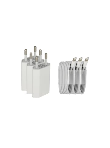 trendyoo 3er Pack USB Netzstecker + USB Ladekabel für Apple iPhone kompatibel