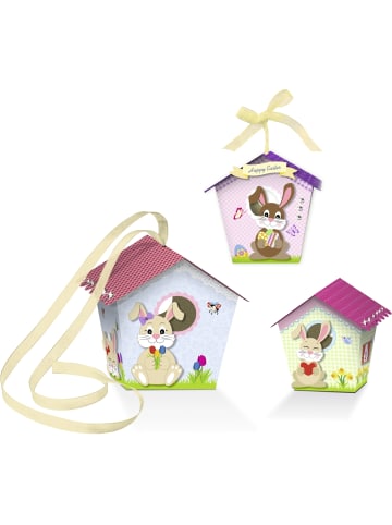 Buntpapierfabrik Ludwig Bähr Paper Birdhouses 'Häschen' Set für 2 große und 8 kleine Vogelhäuschen
