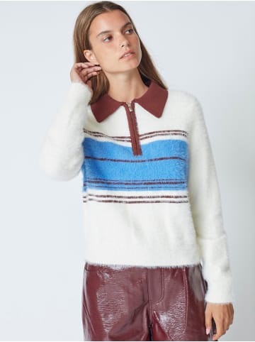 Co'couture Stripe Zip Knit ToryCC in Off white