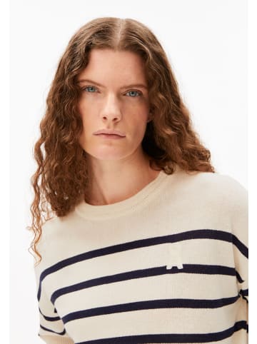 armedangels T-Shirt Stripe Linen Blend in beige marine