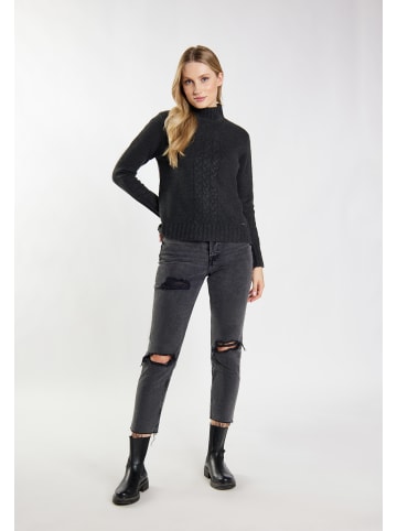 DreiMaster Vintage Damen Strickpullover in Dunkelgrau Melange
