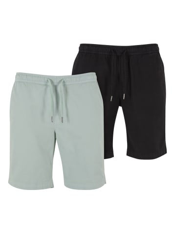 Urban Classics Urban Classics Stretch Twill Joggshorts 2-Pack in frostmint+black