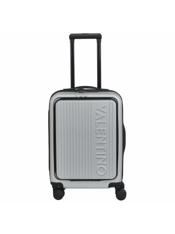 Valentino Bags Explorer Carry On - 4-Rollen-Kabinentrolley mit Getränkehalter 53 cm USB in silver