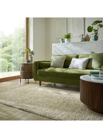KADIMA DESIGN Wollteppich handgewebt Struktur hochdicht Teppich Wolle-Polyester in Grün