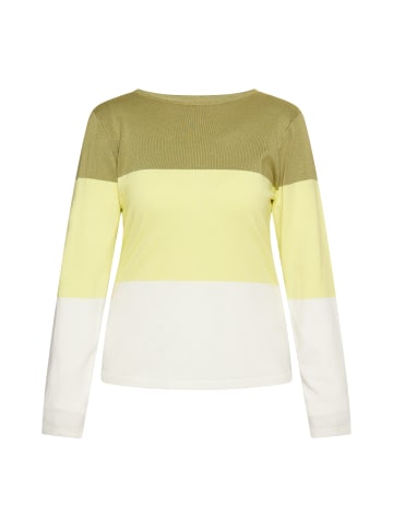 usha BLUE LABEL Damen Feinstrickpullover Mit Blockstreifen in Weiss Grün