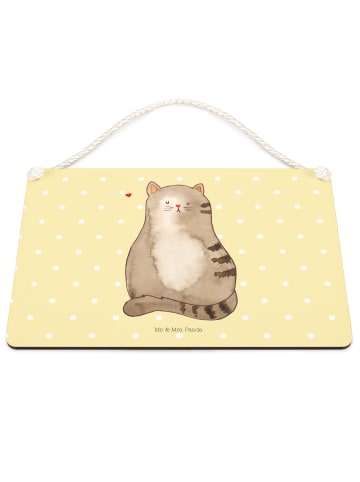 Mr. & Mrs. Panda Schild Katze Sitzen ohne Spruch in Gelb Pastell