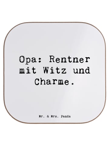 Mr. & Mrs. Panda Untersetzer Opa Rentner mit Spruch in Weiß