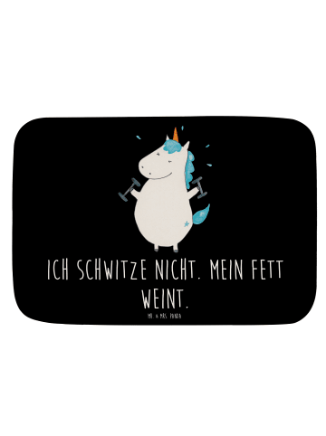 Mr. & Mrs. Panda Badteppich Einhorn Fitness mit Spruch in Schwarz