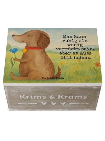 Mr. & Mrs. Panda Holzkiste Hund Blume Design mit Spruch in Weiß