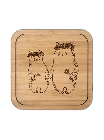 Mr. & Mrs. Panda Tischuntersetzer Bären mit Blumenkranz ohne Spruch in Transparent