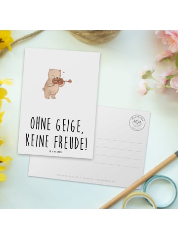 Mr. & Mrs. Panda Grußkarte Geige Freude mit Spruch in Weiß