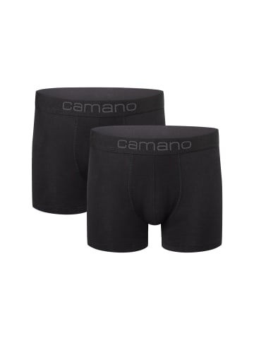 camano Boxershorts Unterhosen Herren elastischer Gummibund ohne Einschneiden Baumwolle Stretch hautfreundlich Atmungsaktiv 2er Pack comfort in Schwarz