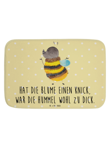 Mr. & Mrs. Panda Badezimmerteppich Hummel flauschig mit Spruch in Gelb Pastell
