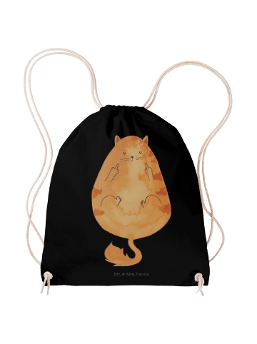 Mr. & Mrs. Panda Gymnastiktasche Katze Frühaufsteher ohne Spruch in Schwarz