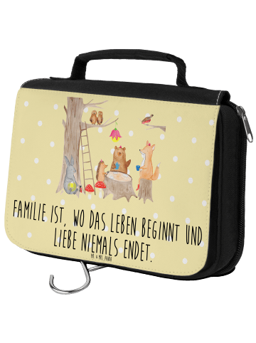 Mr. & Mrs. Panda Waschtasche Waldtiere Picknick mit Spruch in Gelb Pastell