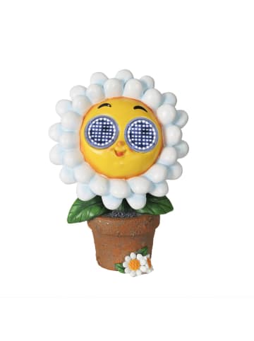 MARELIDA LED Solar Blume mit blizelnden rollenden Augen Gänseblümchen H: 22cm