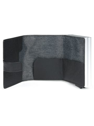 Piquadro Blue Square Kreditkartenetui RFID Leder 7 cm in schwarz