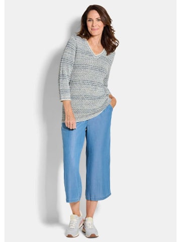 GOLDNER Strickpullover Strukturpullover mit 3D-Effekt in blau / gemustert