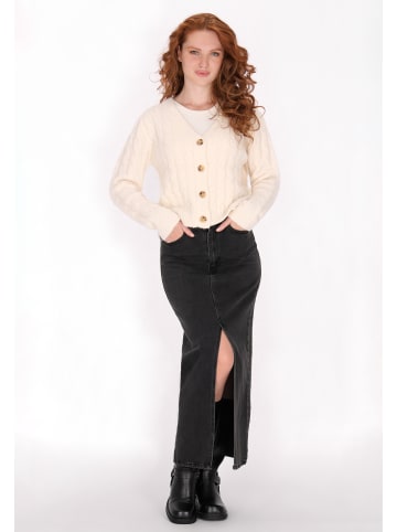 DreiMaster Damen Cardigan in Wollweiss Melange