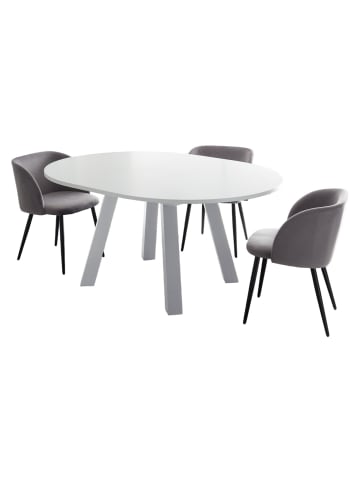 58 aufm Kessel ESSTISCH Rund ausziehbar Edda 4 130 x 130 x 78 Küchentisch Weiß Matt Lack