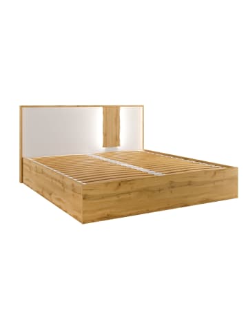 Feldmann-Wohnen Doppelbett Wood Eiche Wotan / weiß Hochglanz 190 / 206 / 102cm