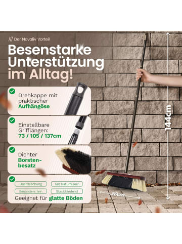 Novaliv Zimmerbesen ROSSHAAR Mischung Besen weiche Borsten Schrankbesen Gemisc in Braun