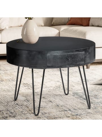 FineBuy Couchtisch in Schwarz / Mango / 60x60x43