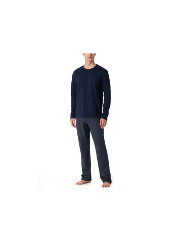 Schiesser Pyjama lang für Herren in blau in blau