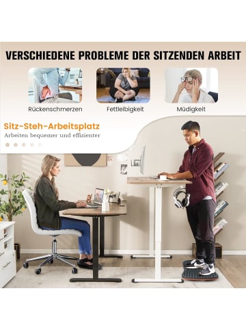 COSTWAY Ergonomischer Steh-Sitz Tisch in Beige