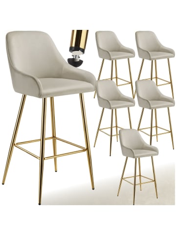 tectake Barstuhl Avane 48,5 x 57 x 108 cm, Belastbarkeit 120 kg, creme/gold