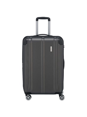 travelite City - 4-Rollen-Trolley erw. M 68 cm (rot) in anthrazit