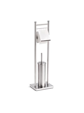 Zeller Badregal für WC-Bürste und Papier in Silbern, (B) 18 x (H) 76 x (L) 25 cm