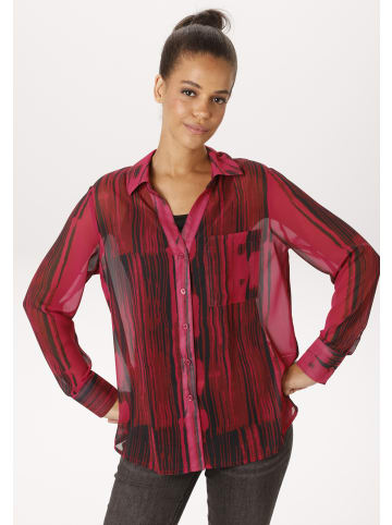 Aniston CASUAL Hemdbluse in fuchsia-schwarz-bordeaux