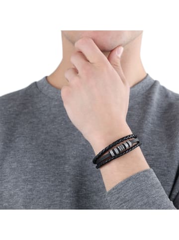 s.Oliver Armband Edelstahl, Leder in Schwarz