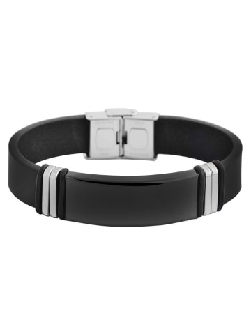 Adeliás Unisex Armband aus Leder 21 cm in schwarz
