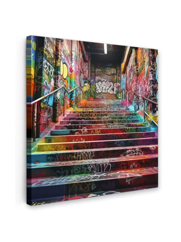 MuchoWow Leinwand bilder Bunte Treppe (BxH)