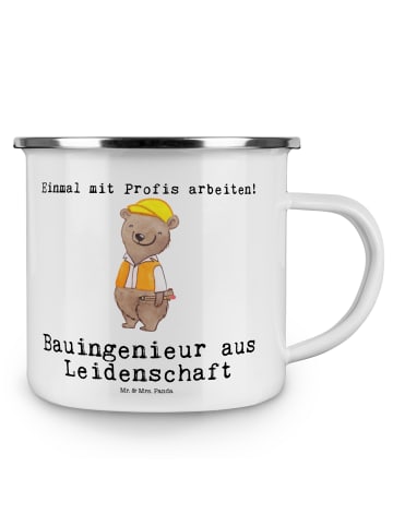 Mr. & Mrs. Panda Emaille Tasse Bauingenieur Leidenschaft mit Spruch in Weiß
