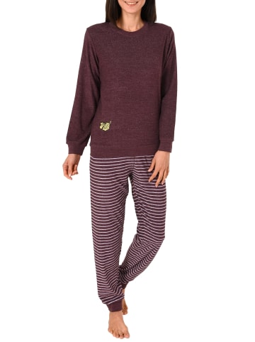 NORMANN Frottee Pyjama Schlafanzug Bündchen und Tier Applikation - 51793 in beere