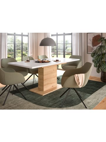 Inn.Furn Esstisch weiß, Eiche Artisan, Küchentisch ausziehbar 150 - 190 cm