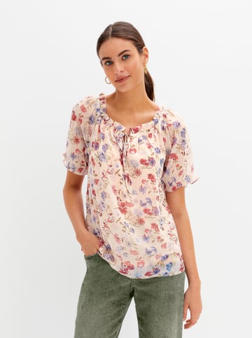 WITT WEIDEN Crêpebluse in beige-koralle-bedruckt