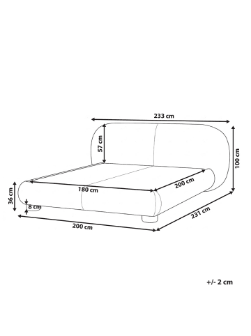 Beliani Doppelbett BAYEL in Weiß - (W) 233 x (H) 100 x (L) 231 cm