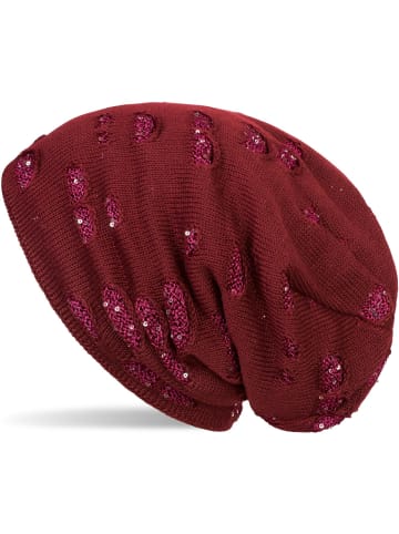 styleBREAKER Feinstrick Beanie Mütze in Bordeaux-Rot